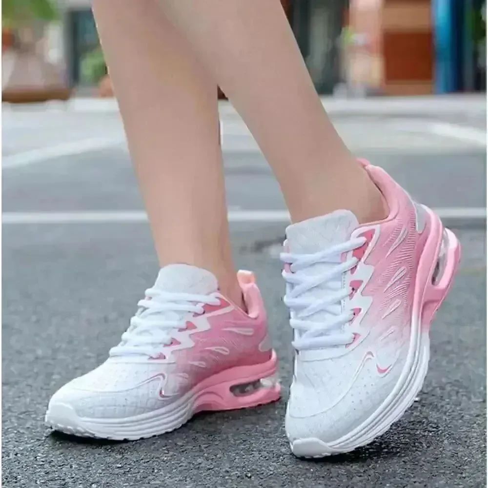 Jeurot Women Fashion Lace-Up Casual Fashion Sneaker Shoes Ombre Pink/White  7.5